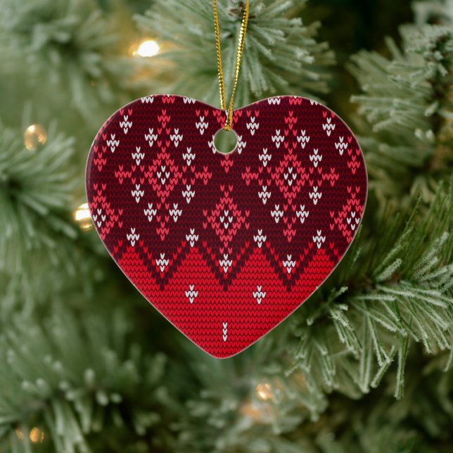 Ugly Holidays Sweater Folk Pattern Ceramic Ornament (Tree)