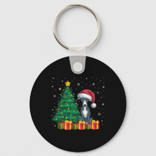 Ugly Italian Greyhound Santa Hat Christmas Lights  Keychain