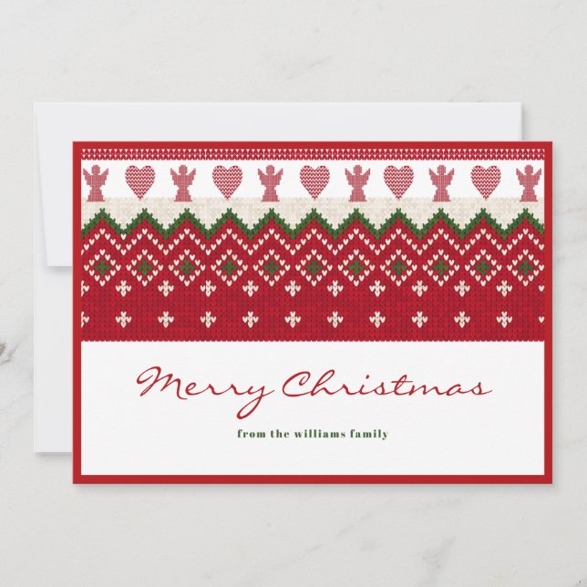 Ugly Knitted Sweater Hygge Angels Hearts Christmas Holiday Card (Front)