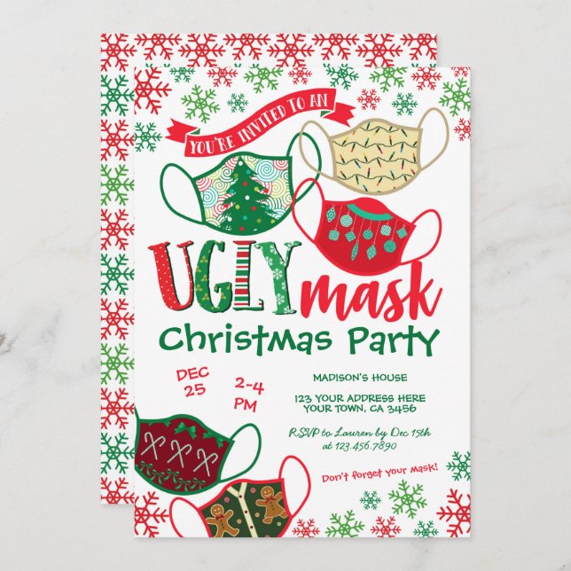 Ugly Mask Christmas Party Invitation (Front/Back)
