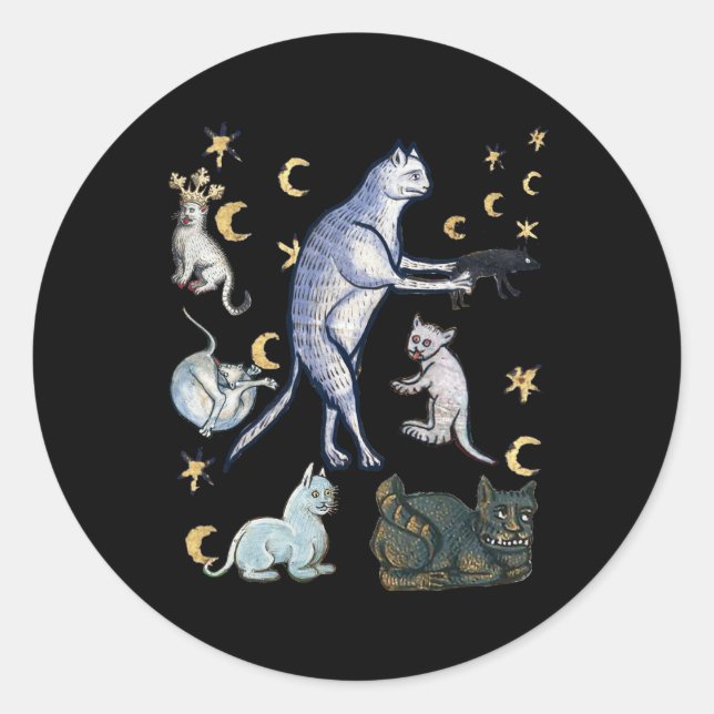 Ugly Medieval Cats  Classic Round Sticker (Front)