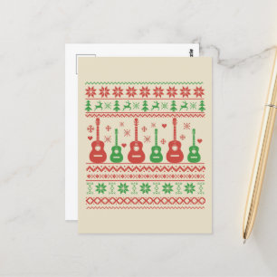 Ugly Merry Christmas sweater acoustic guitar Postcard