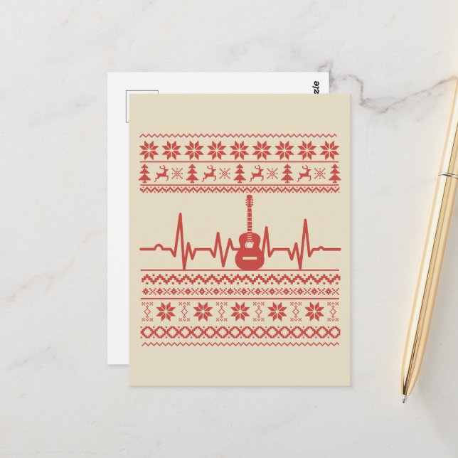 Ugly Merry Christmas sweater acoustic guitar Postcard (Front/Back In Situ)