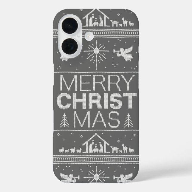 Ugly Merry CHRISTmas Sweater Christ Christian Case-Mate iPhone Case (Back)