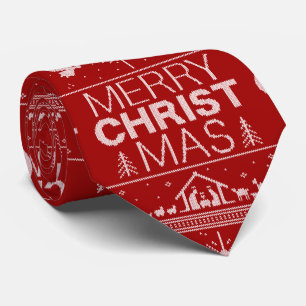 Ugly Merry Christmas Sweater Christ God Christian Tie