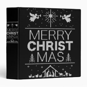 Ugly Merry Christmas Sweater Christian Black Binder
