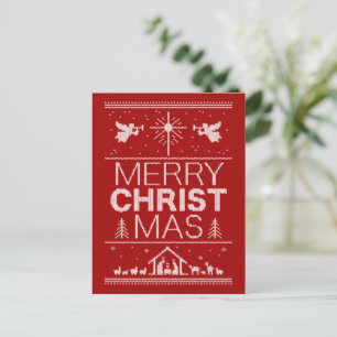 Ugly Merry CHRISTmas Sweater Christian Red White Holiday Postcard
