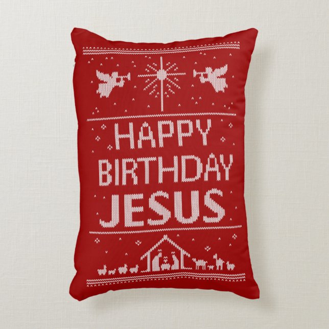 Ugly Merry Christmas Sweater Christian Religious Accent Pillow (Front(Vertical))