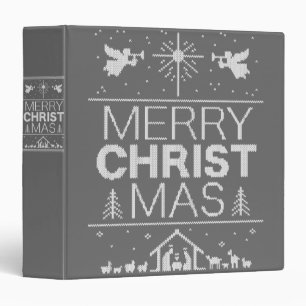 Ugly Merry Christmas Sweater Granny Knit Religious Binder