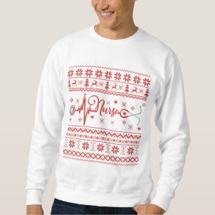 Ugly Merry Christmas sweater nurse heartbeat