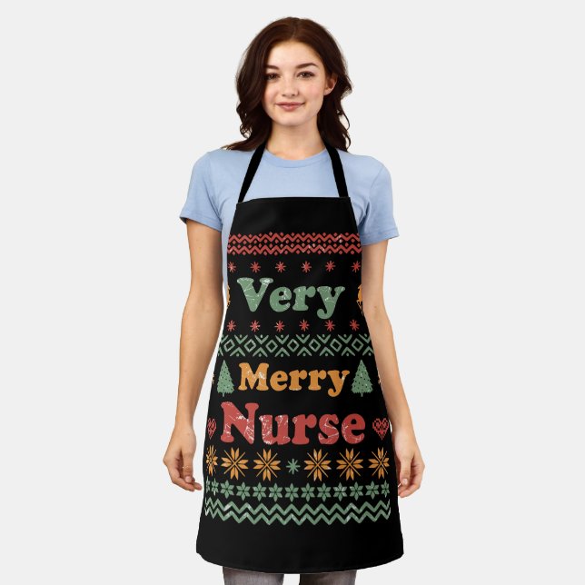 Ugly Merry Christmas sweater nurse vintage Apron (Worn)