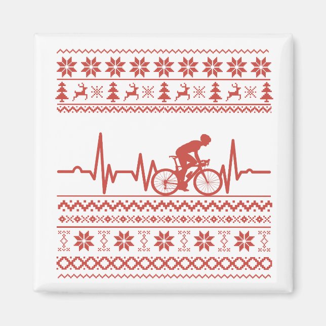 Ugly Merry christmas sweater riding a bike Magnet (Front)