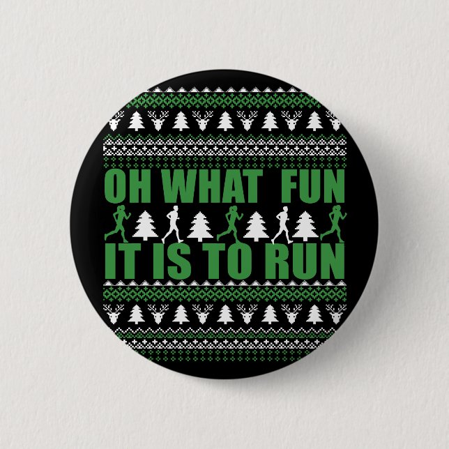 Ugly Merry Christmas sweater running run 2 Inch Round Button (Front)