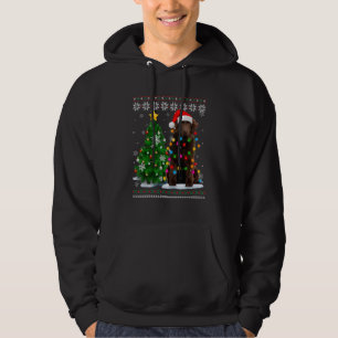 Ugly Newfoundland Dog Santa Hat Christmas Tree Lig Hoodie