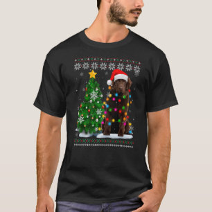 Ugly Newfoundland Dog Santa Hat Christmas Tree Lig T-Shirt