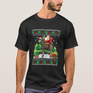 Ugly Okapi Xmas Gifts Santa Riding Okapi Christmas T-Shirt