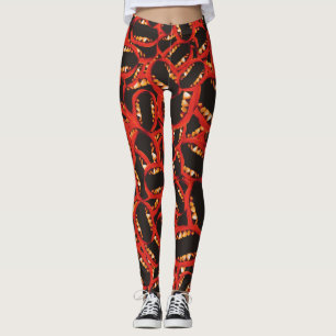 Ugly open mouth graphic motif random pattern leggings