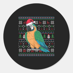 Ugly Parrot Lovers Xmas Sweater Santa Christmas Classic Round Sticker