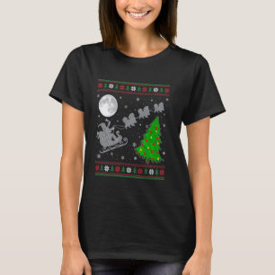 Ugly Pekingese Dog Xmas Tree Santa Riding Pekinges T-Shirt