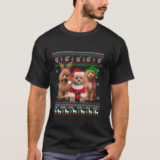 Ugly Poodle Santa Reindeer Elf Christmas Xmas Dog T-Shirt