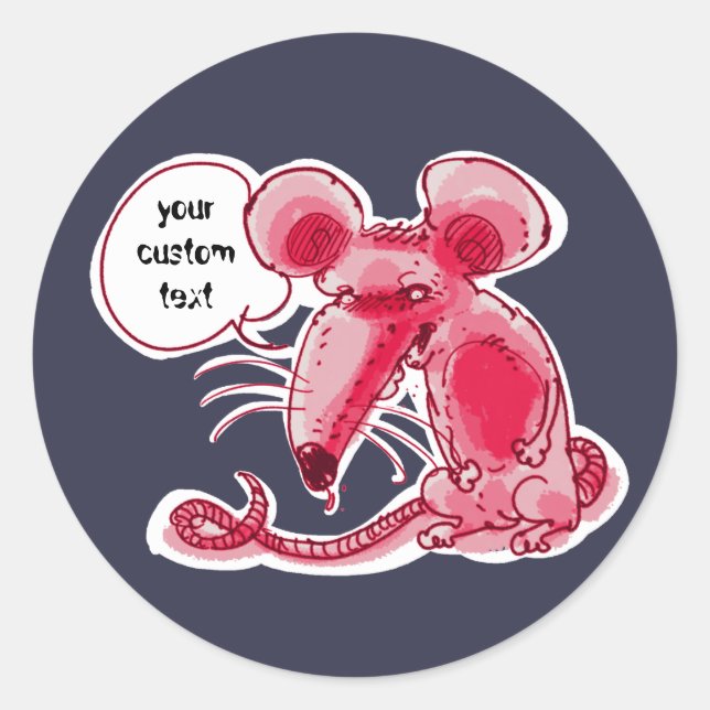 ugly rat cartoon with customizable speech baloon classic round sticker (Front)