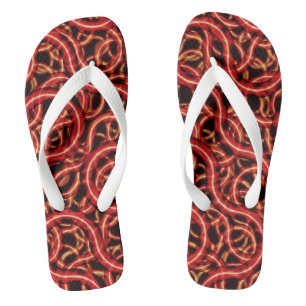 Ugly red worm cable pattern flip flops