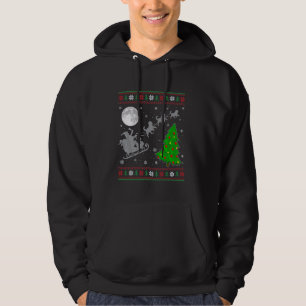 Ugly Rottweiler Dog Xmas Tree Santa Riding Rottwei Hoodie