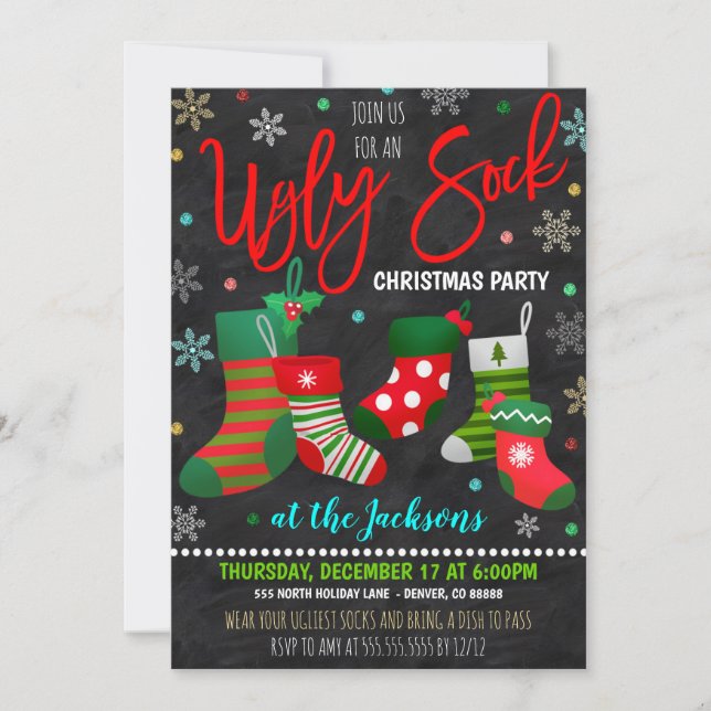 Ugly Sock Christmas Party Invitation (Front)