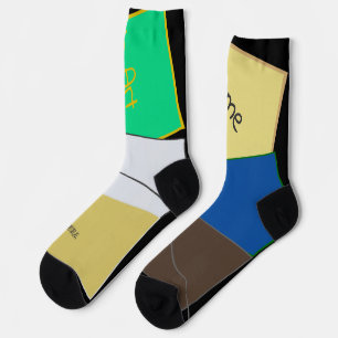 Ugly squares, text and colors socks