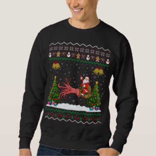 Ugly Squid Xmas Gift Santa Riding Squid Christmas Sweatshirt