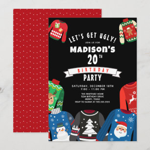 Ugly Sweater 20th Birthday Party Invitation