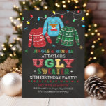 Ugly Sweater Birthday Invitation, Ugly Sweater Invitation<br><div class="desc">Jingle and Mingle!! This invitation is the perfect way to invite guests to your Christmas Ugly Sweater themed birthday party. This is a fun,  party invitation perfect for any age   both boys and girls! Features 3 ugly sweaters,  Christmas lights and a chalkboard background.</div>