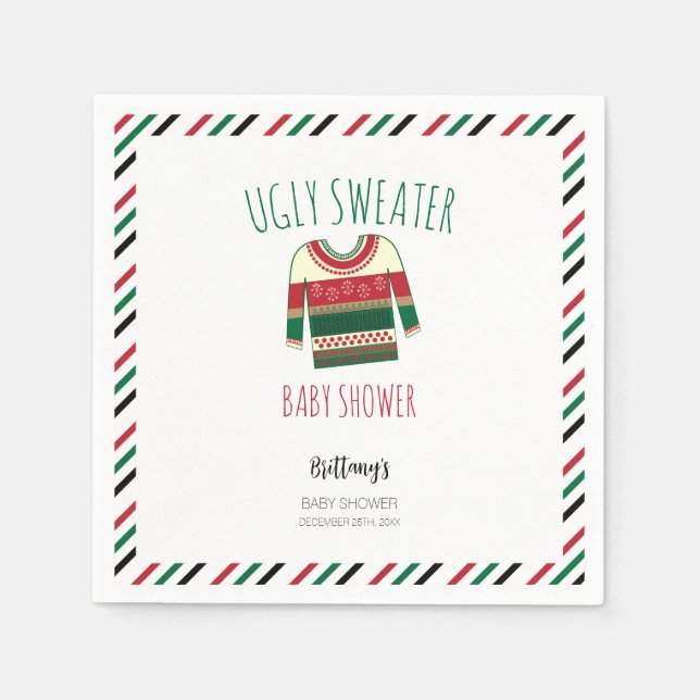 Ugly Sweater Christmas Baby Shower  Napkin (Front)