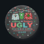 Ugly Sweater Christmas Baby Shower Paper Plate<br><div class="desc">Celebrate in style with these trendy baby shower paper plates. The design is easy to personalize with your own wording and your family and friends will be thrilled when they see these fabulous party plates.</div>
