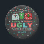 Ugly Sweater Christmas Baby Shower Paper Plate<br><div class="desc">Celebrate in style with these trendy baby shower paper plates. The design is easy to personalize with your own wording and your family and friends will be thrilled when they see these fabulous party plates.</div>
