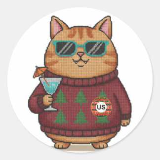 Ugly Sweater Christmas Cat Sticker Sheet
