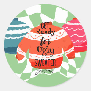Ugly Sweater Christmas Classic Round Sticker