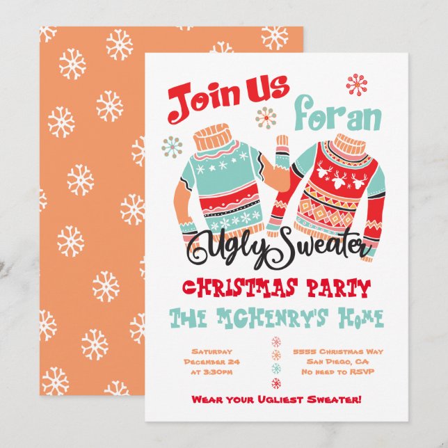 Ugly Sweater Christmas Holiday Invitation (Front/Back)