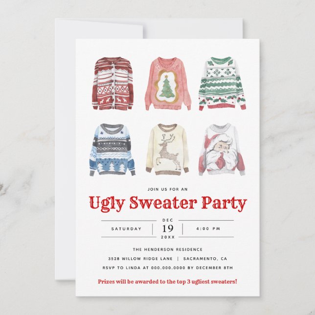 Ugly Sweater Christmas Holiday Party Invitation (Front)