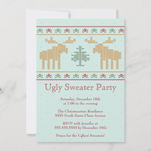 Ugly sweater christmas holiday party invitation (Front)