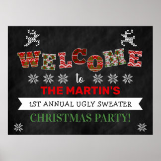 Ugly Sweater Christmas Holiday Party Welcome Sign