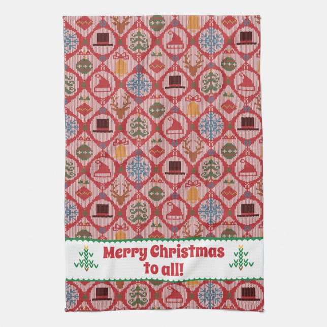 Ugly Sweater Christmas Kitchen Towel (Vertical)