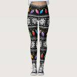 Ugly Sweater Christmas Lights Snowflakes Pattern Leggings<br><div class="desc">This Ugly Sweater legging feature a black background with a knit design to look like an ugly Christmas sweater. Email me @ JMR_Designs@yahoo.com if you need assistance or have any special request.</div>