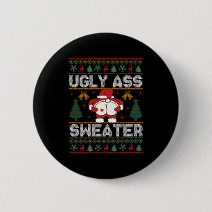 Ugly Sweater Christmas Long Sleeve 2 Inch Round Button