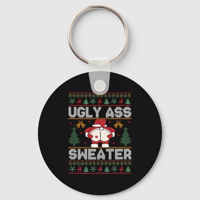Ugly Sweater Christmas Long Sleeve  Keychain (Front)