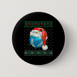 Ugly Sweater Christmas Pajama Volleyball Xmas Ligh 2 Inch Round Button