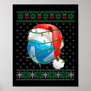 Ugly Sweater Christmas Pajama Volleyball Xmas Ligh Poster
