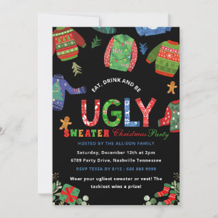 Ugly Sweater Christmas Party Chalkboard Invitation