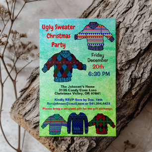 Ugly Sweater Christmas Party Filtered Colours Invitation