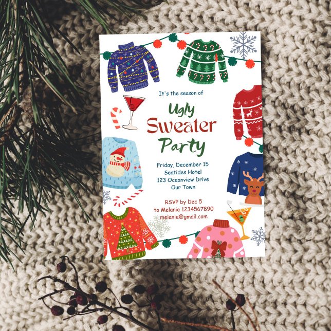 Ugly sweater Christmas party funny Invitation (Ugly sweater Christmas party funny Invitation editable template instant download office party invite)
